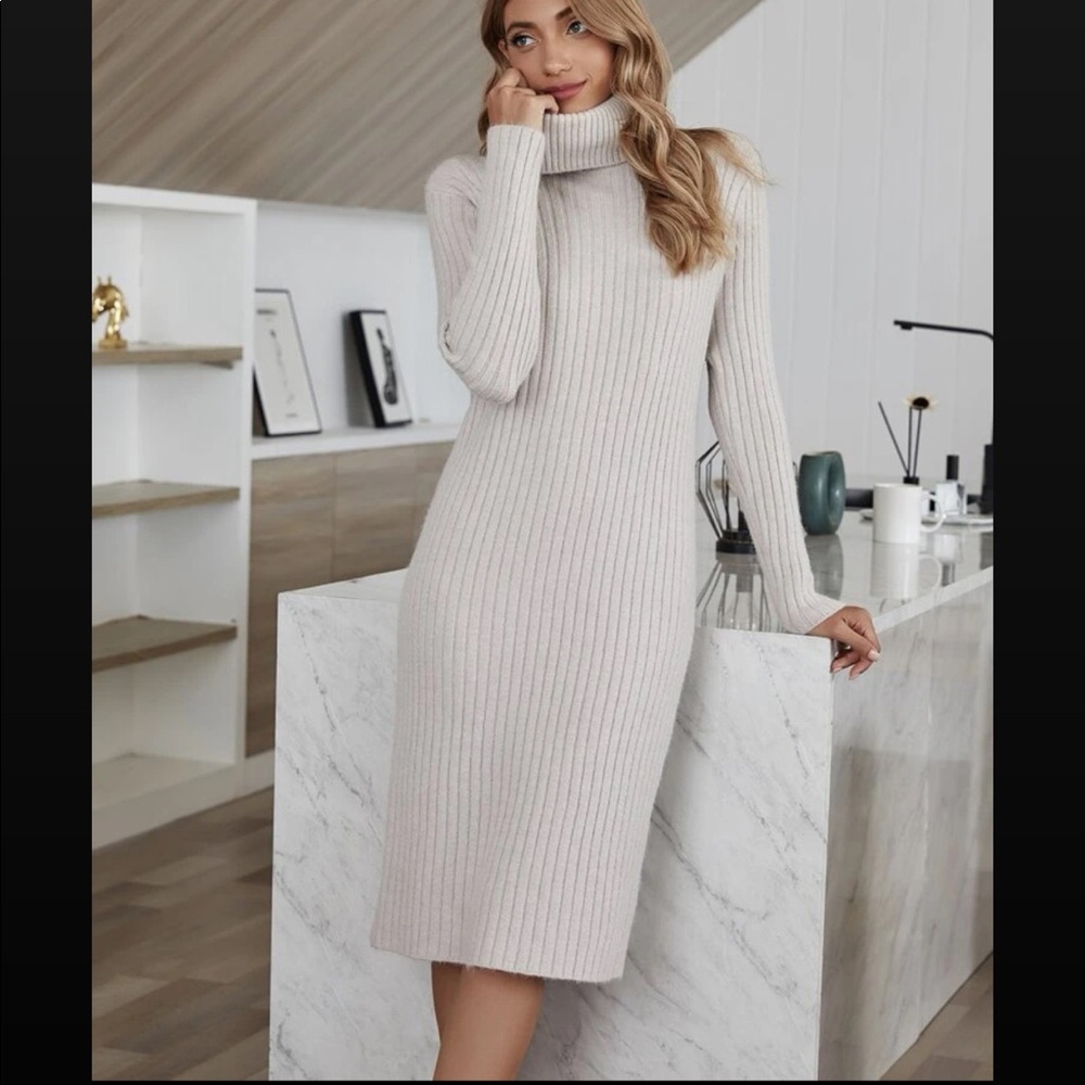 Brand new SHEIN turtleneck rib-knit sweater dress